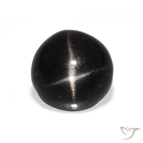 4.50ct Natural Preto Diopsídio Estelar, Redondo, Opaco