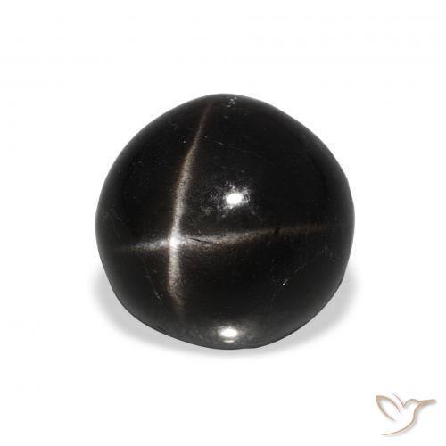 Diopsídio Estelar Preto Natural 4.50ct, Redondo, Opaco