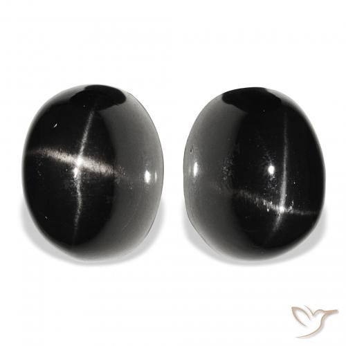 12.09ctw Preto Diopsídio Estelar, oval, Opaco