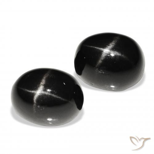 Pedras preciosas de Diopsídio Estelar Preto natural de 12.09 ct, oval, Opaco