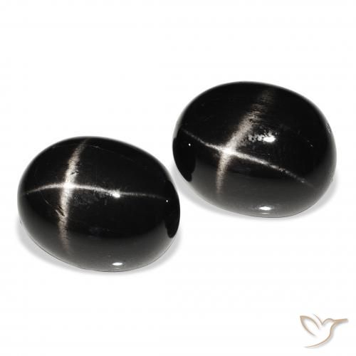 Pedras preciosas de Diopsídio Estelar Preto natural de 9.78 ct, oval, Opaco