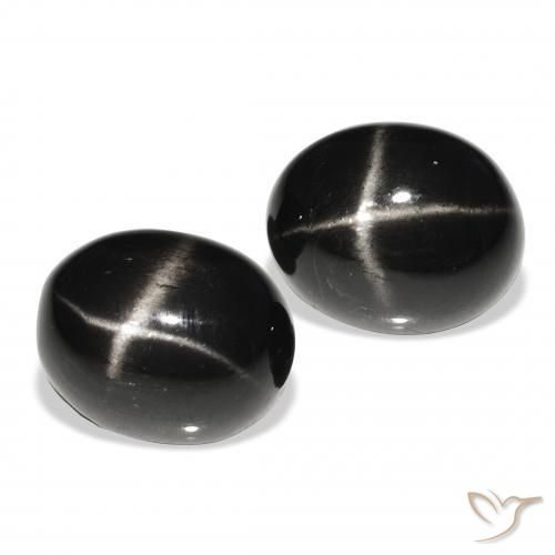 Pedras preciosas de Diopsídio Estelar Preto natural de 10.35 ct, oval, Opaco