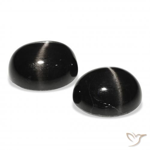 Pedras preciosas de Diopsídio Estelar Preto natural de 10.35 ct, oval, Opaco