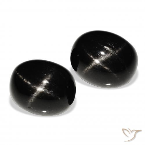 Pedras preciosas de Diopsídio Estelar Preto natural de 12.24 ct, oval, Opaco