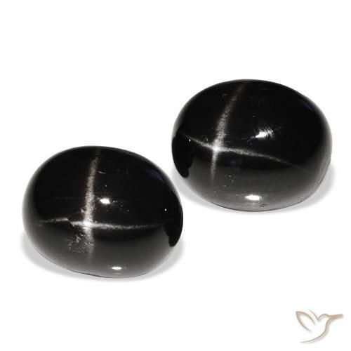 Pedras preciosas de Diopsídio Estelar Preto natural de 12.53 ct, oval, Opaco