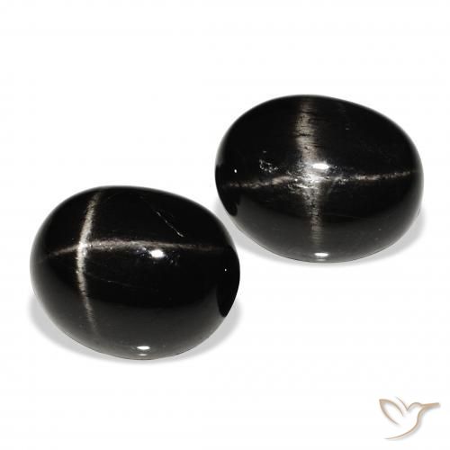 Pedras preciosas de Diopsídio Estelar Preto natural de 8.47 ct, oval, Opaco