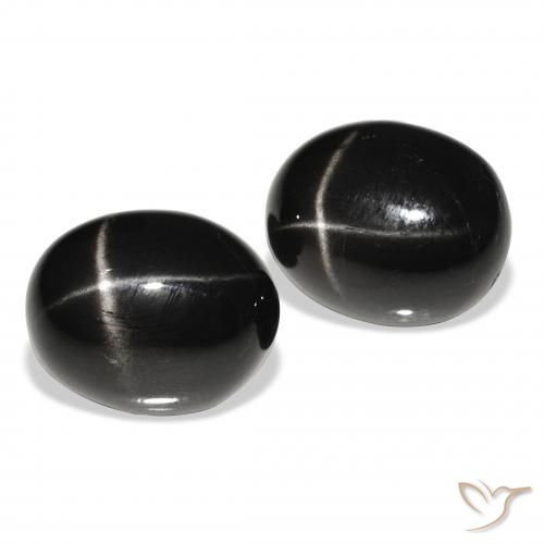 Pedras preciosas de Diopsídio Estelar Preto natural de 8.10 ct, oval, Opaco