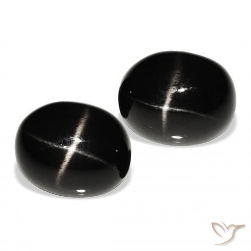 Pedras preciosas de Diopsídio Estelar Preto natural de 10.09 ct, oval, Opaco