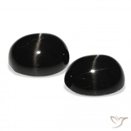 Pedras preciosas de Diopsídio Estelar Preto natural de 10.09 ct, oval, Opaco