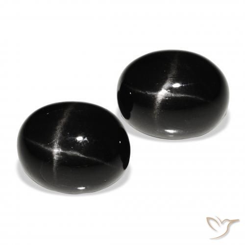Pedras preciosas de Diopsídio Estelar Preto natural de 12.00 ct, oval, Opaco