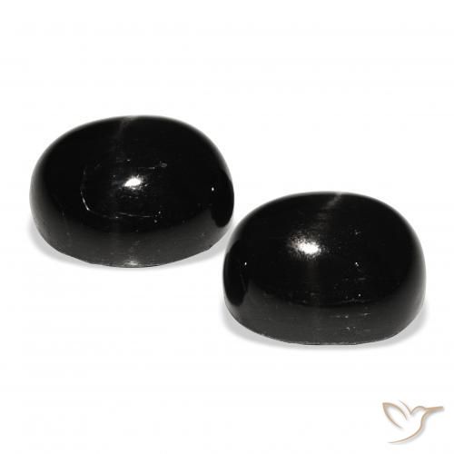 Pedras preciosas de Diopsídio Estelar Preto natural de 12.00 ct, oval, Opaco