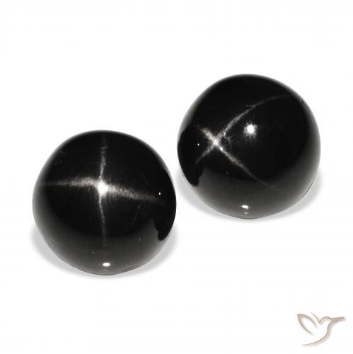 Pedras preciosas de Diopsídio Estelar Preto natural de 6.77 ct, Redondo, Opaco