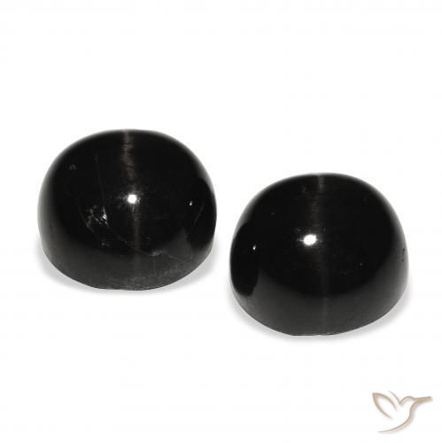 Pedras preciosas de Diopsídio Estelar Preto natural de 6.77 ct, Redondo, Opaco