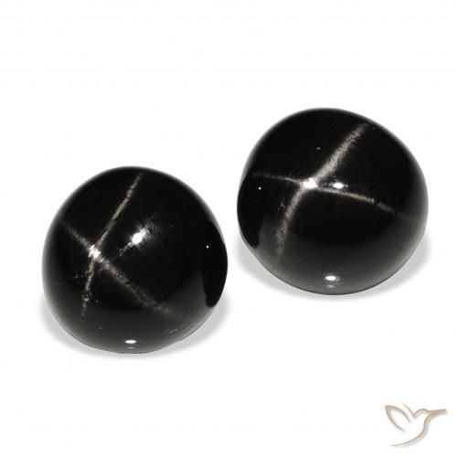 Pedras preciosas de Diopsídio Estelar Preto natural de 5.87 ct, Redondo, Opaco