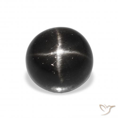 2.89ct Natural Preto Diopsídio Estelar, Redondo, Opaco