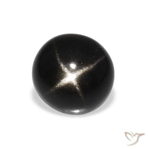 3.55ct Natural Preto Diopsídio Estelar, Redondo, Opaco