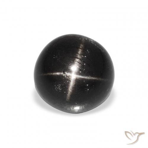 2.44ct Natural Preto Diopsídio Estelar, Redondo, Opaco