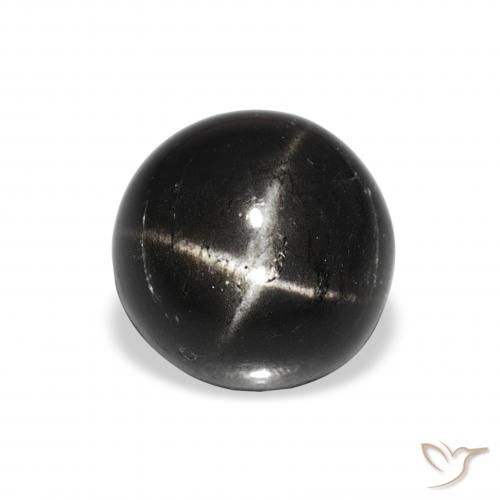2.70ct Natural Preto Diopsídio Estelar, Redondo, Opaco