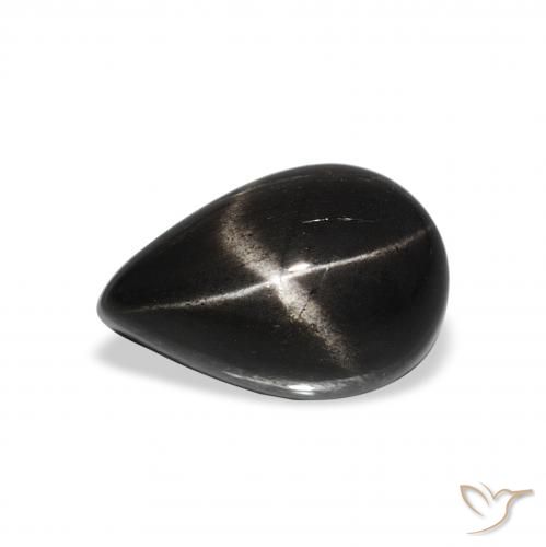 2.66ct Natural Preto Diopsídio Estelar, Formato de pêra, Opaco