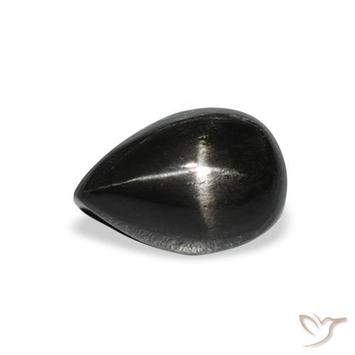 3.33ct Natural Preto Diopsídio Estelar, Formato de pêra, Opaco