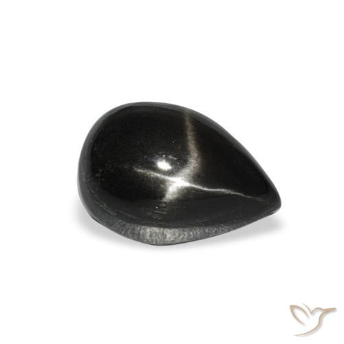 Diopsídio Estelar Preto Natural 3.33ct, Formato de pêra, Opaco