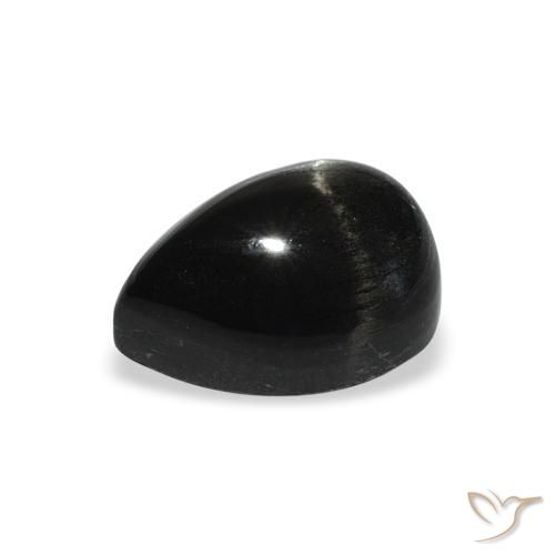Diopsídio Estelar Preto Natural 3.33ct, Formato de pêra, Opaco