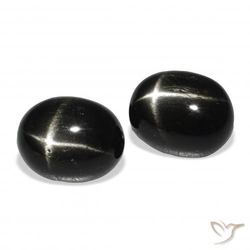Pedras preciosas de Diopsídio Estelar Preto natural de 9.43 ct, oval, Opaco