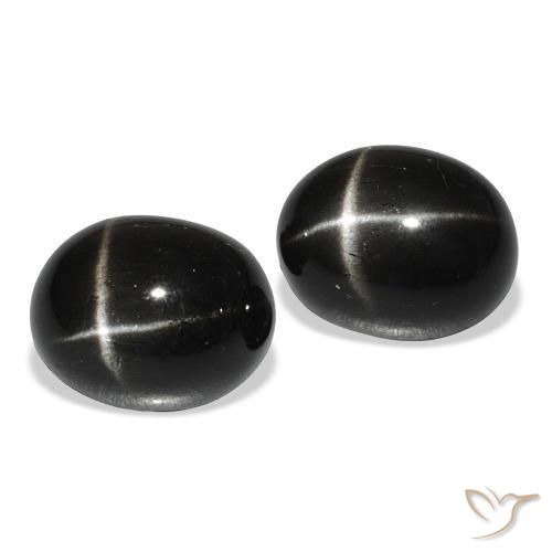 Pedras preciosas de Diopsídio Estelar Preto natural de 12.31 ct, oval, Opaco