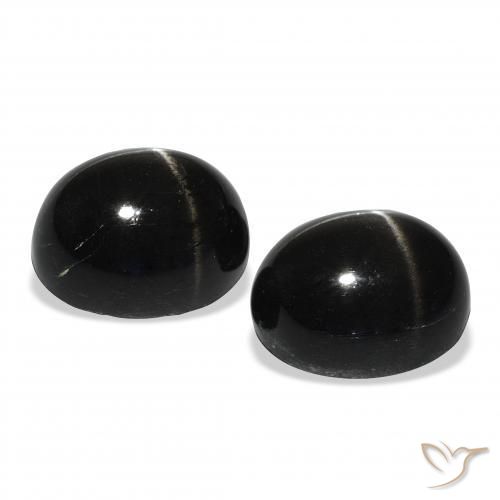 Pedras preciosas de Diopsídio Estelar Preto natural de 12.31 ct, oval, Opaco
