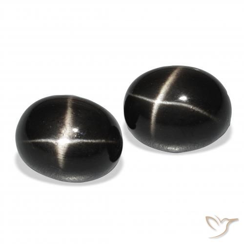 Pedras preciosas de Diopsídio Estelar Preto natural de 13.46 ct, oval, Opaco