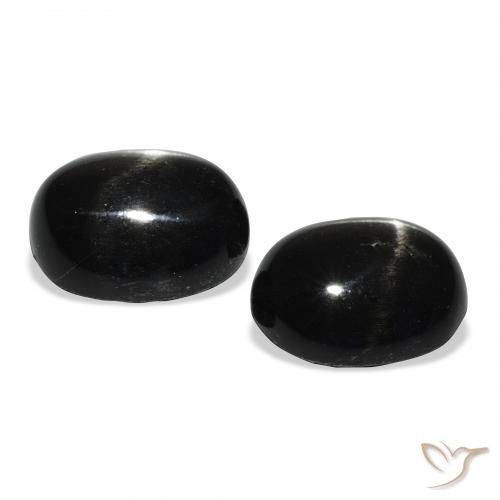 Pedras preciosas de Diopsídio Estelar Preto natural de 8.87 ct, oval, Opaco