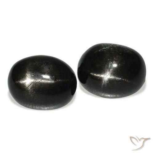Pedras preciosas de Diopsídio Estelar Preto natural de 9.92 ct, oval, Opaco