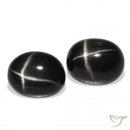 Pedras preciosas de Diopsídio Estelar Preto natural de 11.38 ct, oval, Opaco