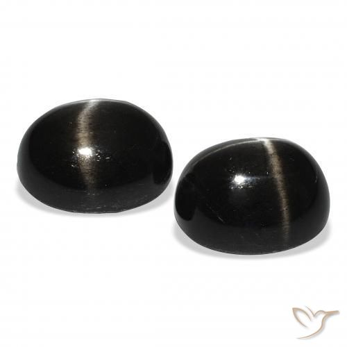 Pedras preciosas de Diopsídio Estelar Preto natural de 11.38 ct, oval, Opaco