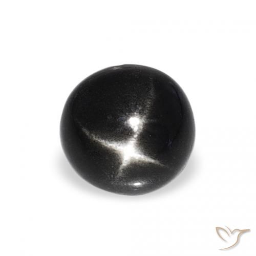 1.54ct Natural Preto Diopsídio Estelar, Redondo, Opaco