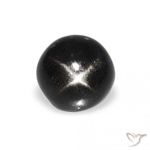 1.27ct Natural Preto Diopsídio Estelar, Redondo, Opaco
