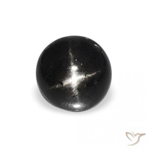 1.20ct Natural Preto Diopsídio Estelar, Redondo, Opaco