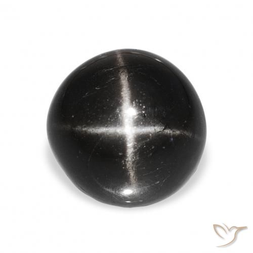 9.28ct Natural Preto Diopsídio Estelar, Redondo, Opaco