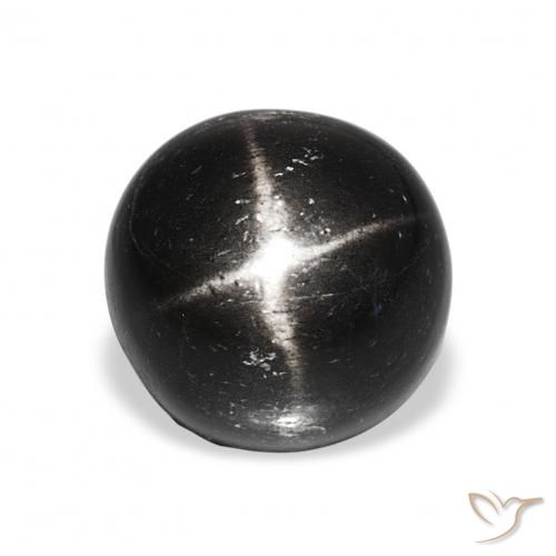 9.06ct Natural Preto Diopsídio Estelar, Redondo, Opaco