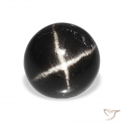 9.27ct Preto Diopsídio Estelar, Redondo, Opaco