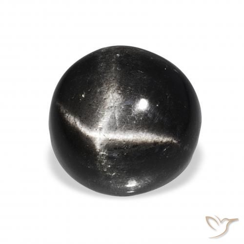Diopsídio Estelar Preto Natural 6.96ct, Redondo, Opaco