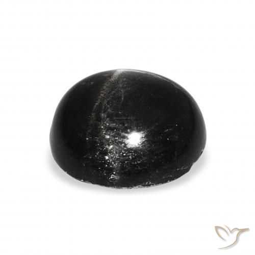 Diopsídio Estelar Preto Natural 6.96ct, Redondo, Opaco