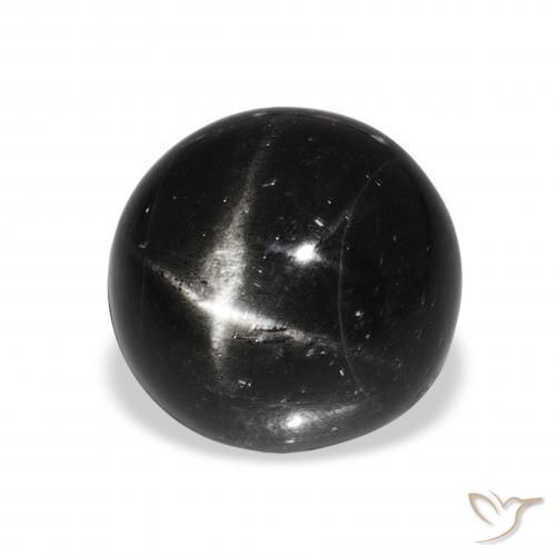 Diopsídio Estelar Preto Natural 8.50ct, Redondo, Opaco