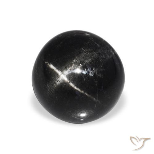Diopsídio Estelar Preto Natural 4.80ct, Redondo, Opaco