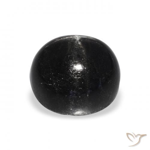 Diopsídio Estelar Preto Natural 4.80ct, Redondo, Opaco