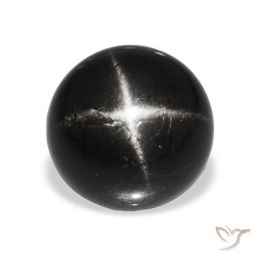 7.90ct Preto Diopsídio Estelar, Redondo, Opaco