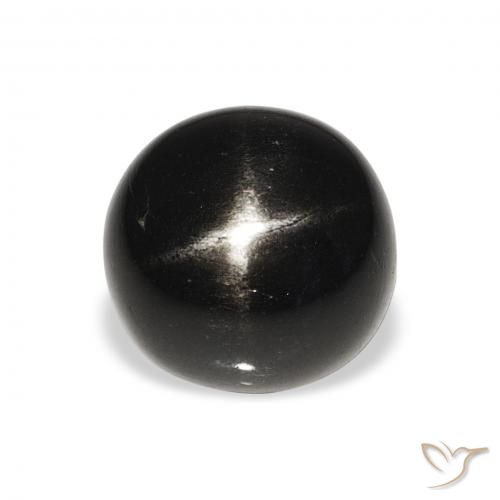7.54ct Natural Preto Diopsídio Estelar, Redondo, Opaco