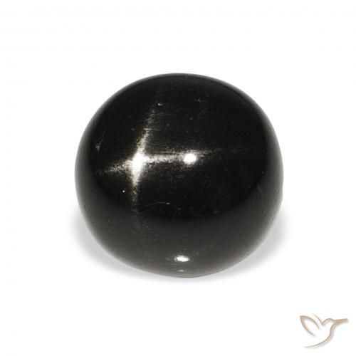Diopsídio Estelar Preto Natural 7.54ct, Redondo, Opaco