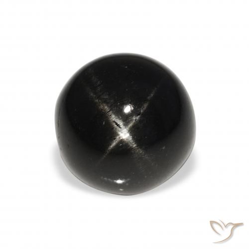8.51ct Natural Preto Diopsídio Estelar, Redondo, Opaco