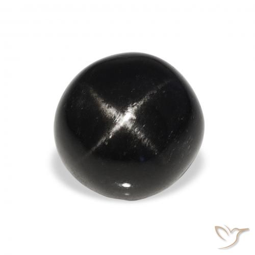 7.35ct Natural Preto Diopsídio Estelar, Redondo, Opaco